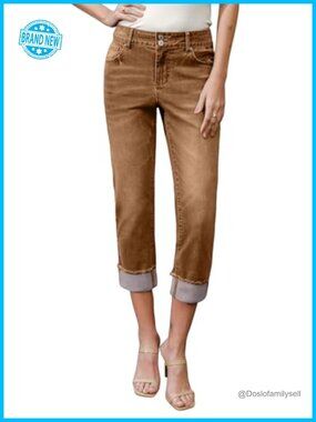 High Waisted Skinny Capri Cropped Jeans Frayed Hem Stretch Cotton Blend